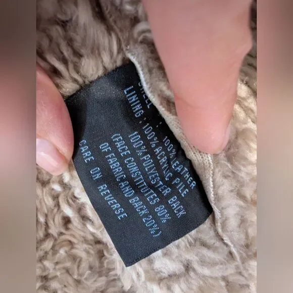 Vintage Y2K Kenneth Cole Reaction Leather Suede Sherpa Trim/Line Penny Lane Coat